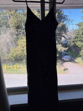 a new day Black Floral Slip Maxi Dress with bows